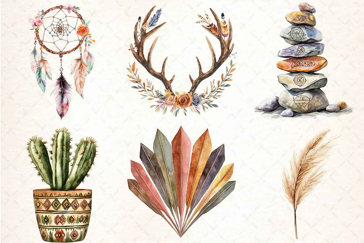 Boho Tribal Elements Bundle, an Illustration by DreamCafeArt (Photo 4 of 7)