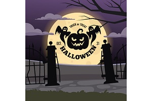 Halloween pumpkin and ghosts trick