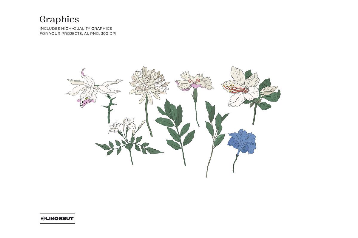 Elegant Botanical Floral Pattern, a Pattern Graphic by likorbut (Photo 7 of 14)