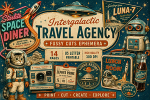 Intergalactic Travel Agency Cut Out, a Technology Illustration by Seaside Whiskers