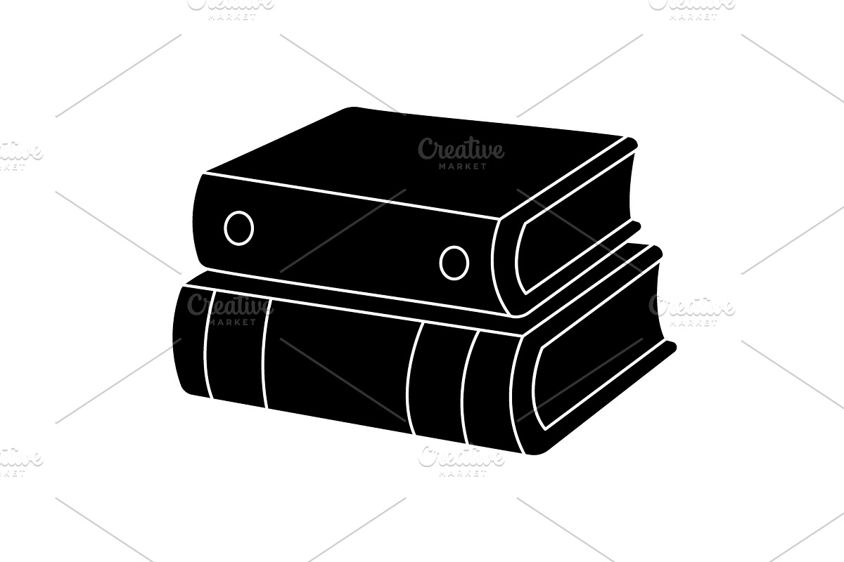 Two stacked books silhouettes.Design, an Education Illustration by GraphiShop