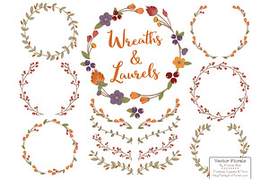 Autumn Vector Flower Wreaths, a Seasonal Illustration by Amanda Ilkov
