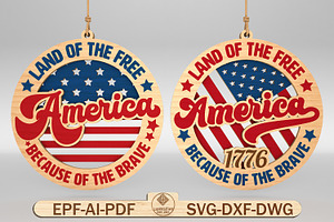 America with US flag Ornament Svg, a Pattern Graphic by Lasercutiny