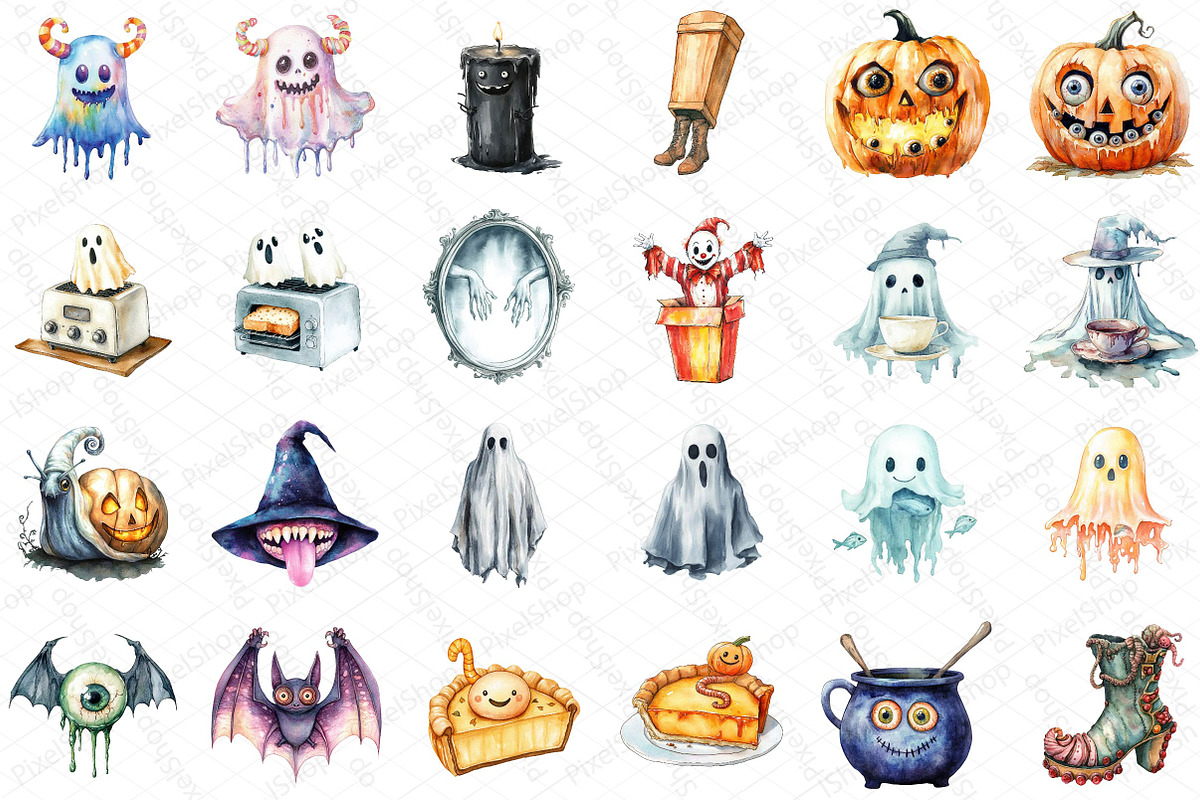 Spooky Weird Halloween Clipart, an Illustration by DreamPrint404 (Photo 2 of 5)