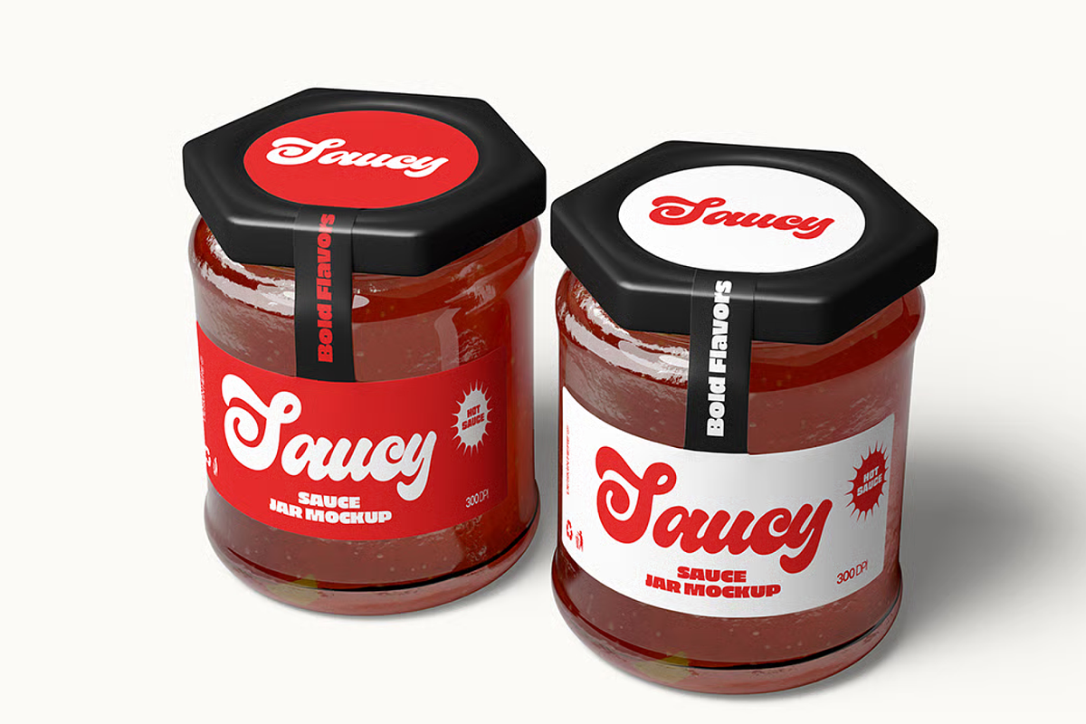 Glass Sauce Jar Label Mockup, a Packaging Mockup by graphicsauce (Photo 4 of 4)