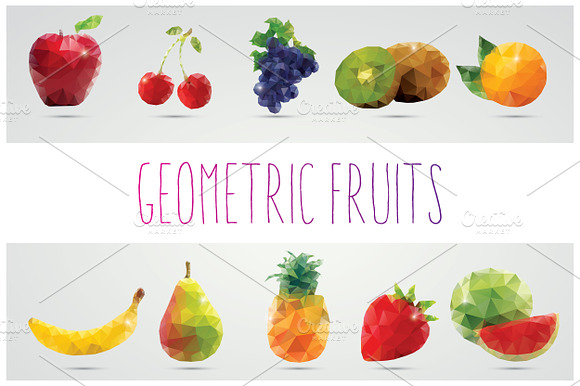 Collection Of 10 Geometric Fruits