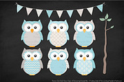 Owls Clipart & Patterns in Soft Blue, an Animal Illustration by Amanda Ilkov (Thumbnail 3 of 4)