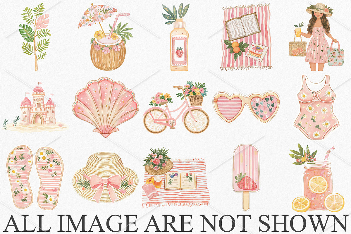 Watercolor Summer Beach Clipart PNG, a Seasonal Illustration by Canvas Craft (Photo 4 of 10)