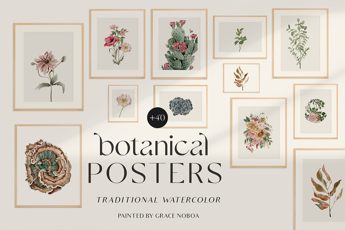 Watercolor floral posters prints, a Decorative Illustration by Grace Noboa Illustrations (Photo 1 of 12)