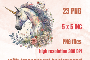 Watercolor Royal Unicorn Clipart