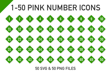 1-50 Green Cube Number Icons