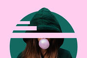 girl inflates chewing gum. bubble of, a Social Media Template by My world is my eyes (Thumbnail 2 of 2)