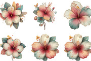 Whimsical Summer Hibiscus Clipart, an Illustration by Designking (Thumbnail 4 of 10)