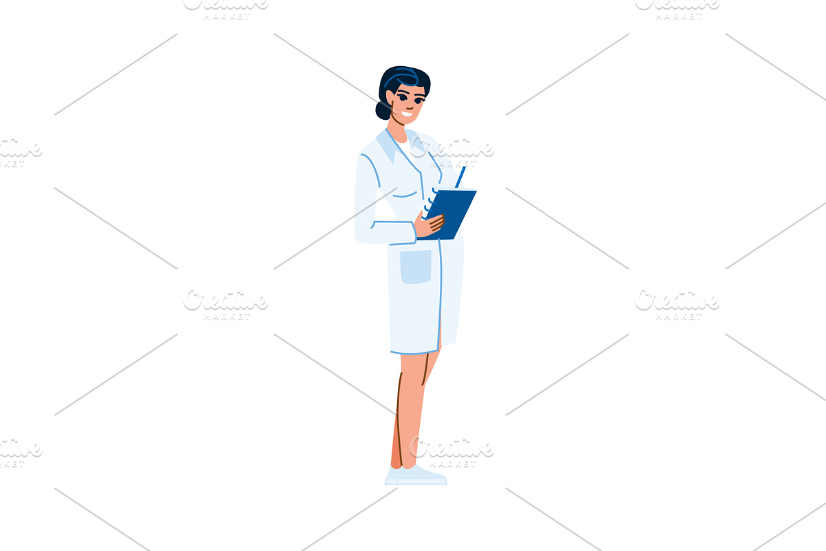 Female doctor writing notes on, an Object Illustration by pikepicture