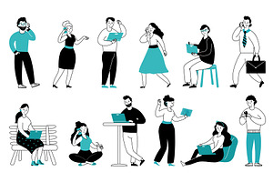 People with gadgets. Human use phone, a Background Graphic by Valerie Bodnar
