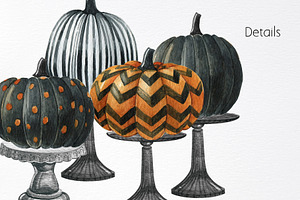 Watercolor Halloween Pumpkin Clipart