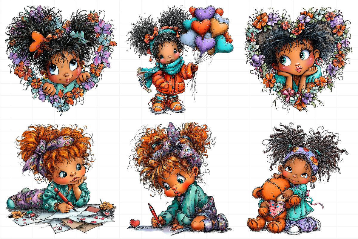 Valentine Holiday Black Girl Clipart, an Illustration by Daily.Designs (Photo 7 of 7)