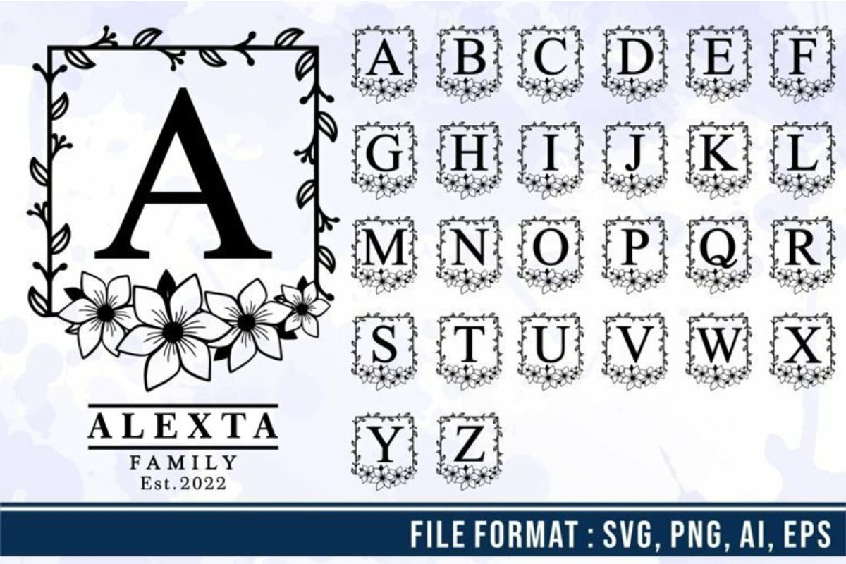 Floral Alphabet Monogram Letter SVG, a Graphic by D2PUTRI (Photo 18 of 27)