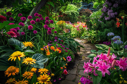 A garden bursting with vibrant flowe, a Photo by Iftikhar Alam