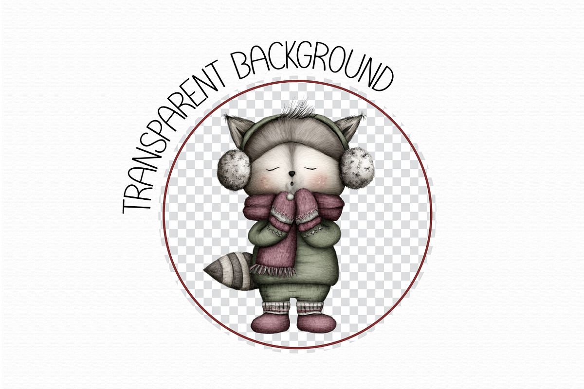 Funny Christmas Racoon Clipart, an Illustration by Libby Wishes (Photo 5 of 7)