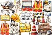 Watercolor Construction Clipart, an Illustration by OK Design (Thumbnail 1 of 5)
