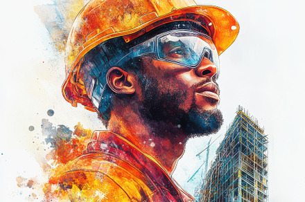 Construction worker portrait buildin, a Background Photo by Pixeness