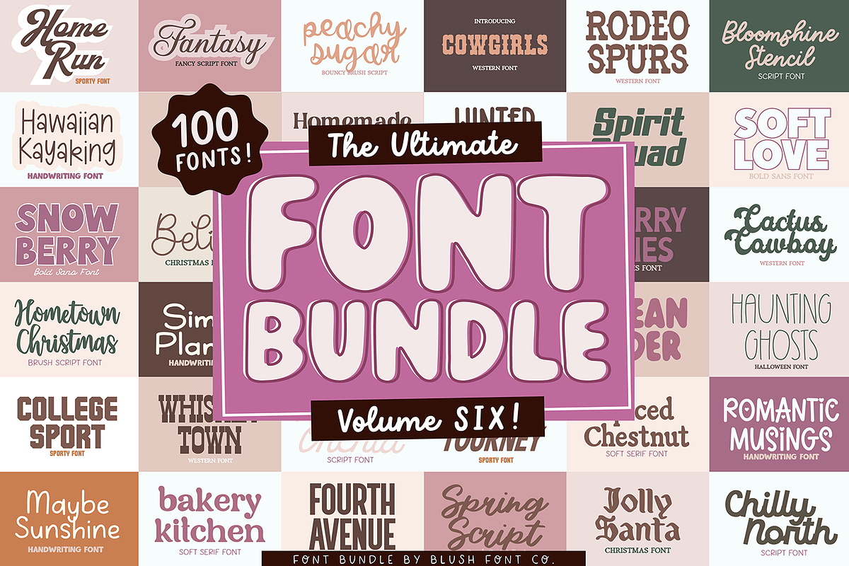 100 FONTS - ULTIMATE Font Bundle V6, a Font by Blush Font Co. (Photo 1 of 4)
