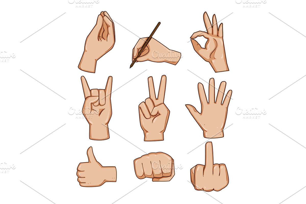 Hand gesture collection, an Object Illustration by pikepicture