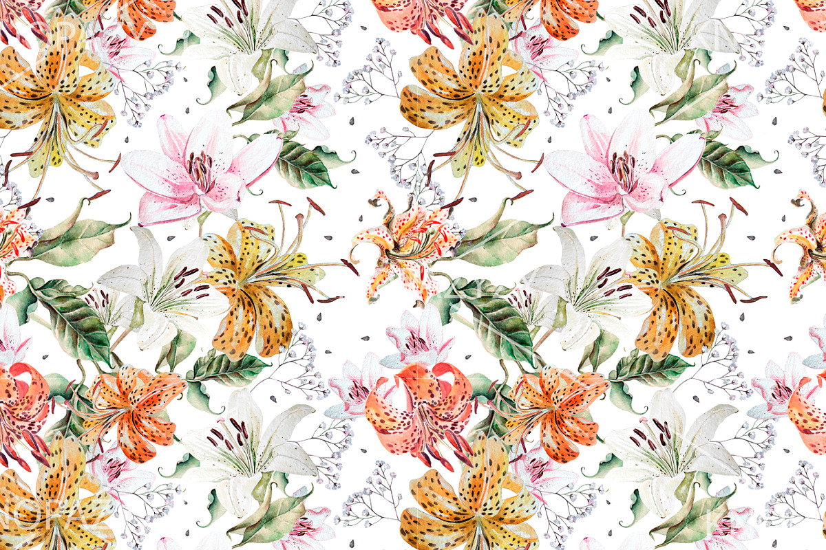 Hand Drawn watercolor flowers lily, an Object Graphic by Knopazyzy (Photo 6 of 6)