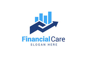 financial care logo with chart hand