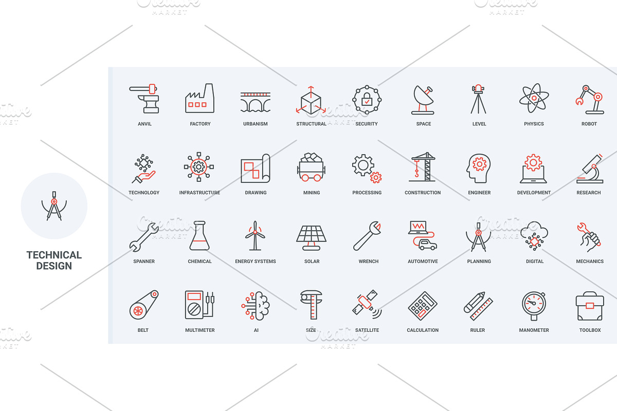 Manufacturing equipment gears icons, an Illustration by Lemberg Vector