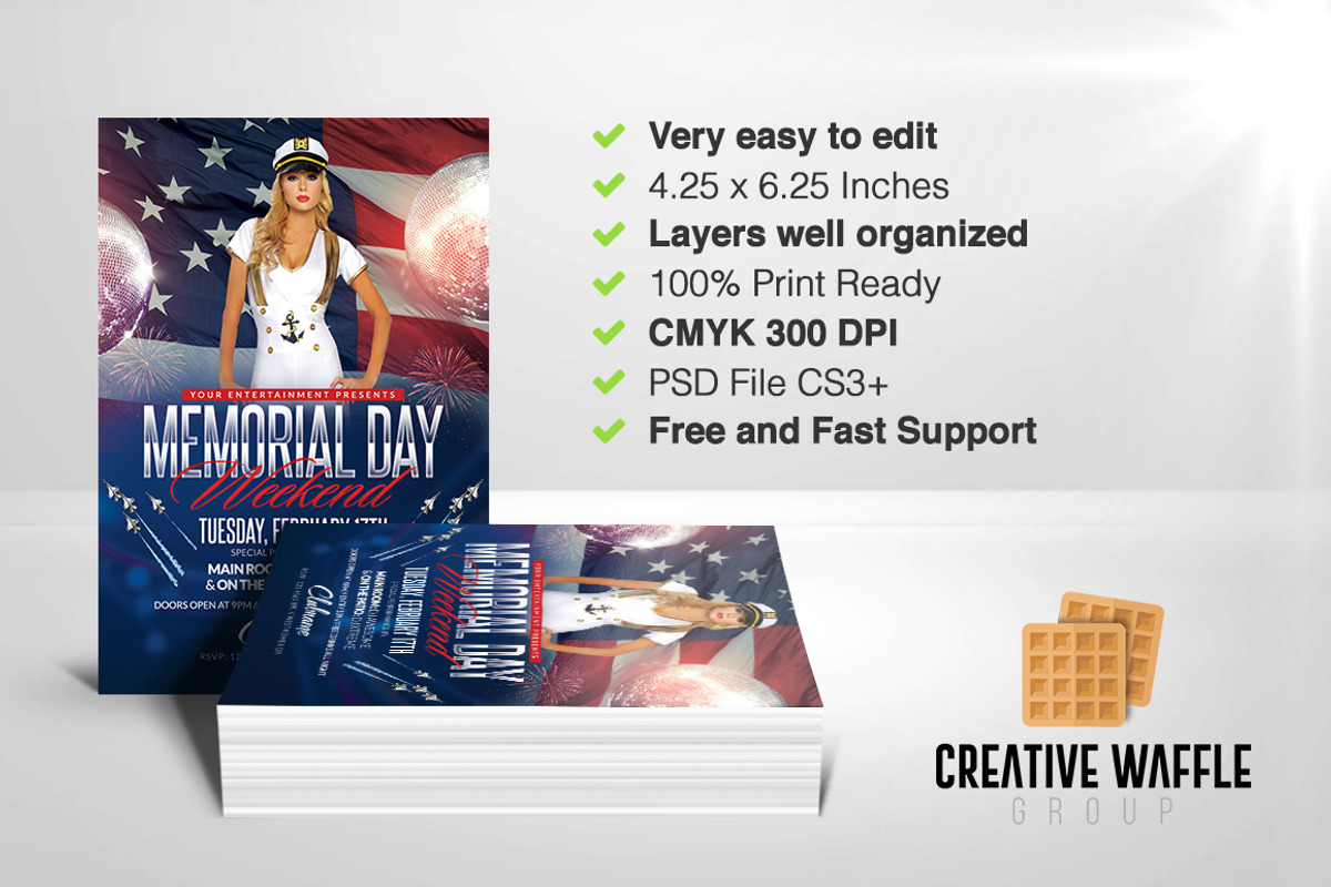 Memorial Day Weekend Flyer Template, a Flyer Template by Creative Waffle (Photo 4 of 5)