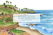 California Coastal Watercolor, a Decorative Illustration by Lavender And Sea (Thumbnail 1 of 2)