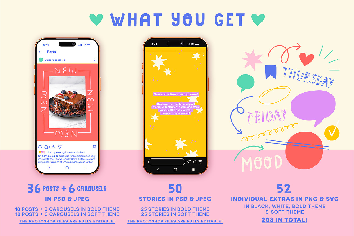 Fun Instagram Templates - Photoshop, a Social Media Template by Carole Chevalier (Photo 2 of 17)