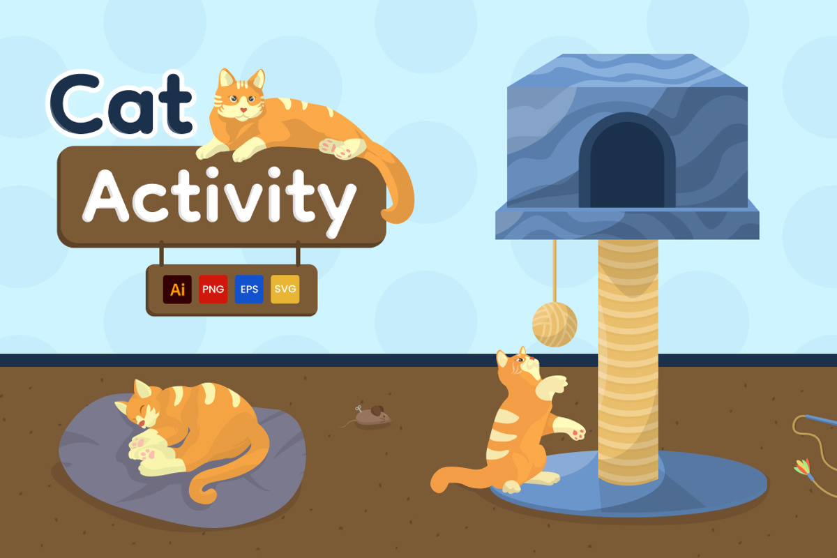 Cat Activity Character Illustration, an Animal Illustration by Loin Studio (Photo 1 of 5)