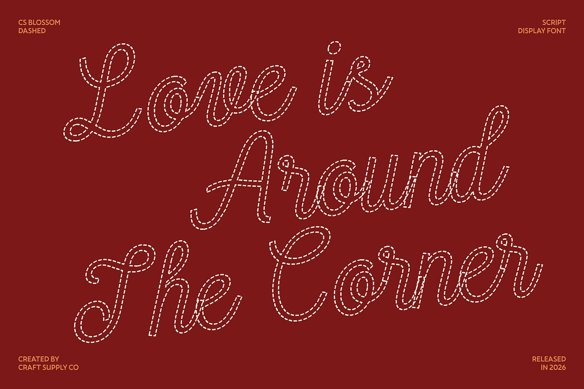 CS Blossom Dashed, a Script Font by Craft Supply Co. (Photo 2 of 8)
