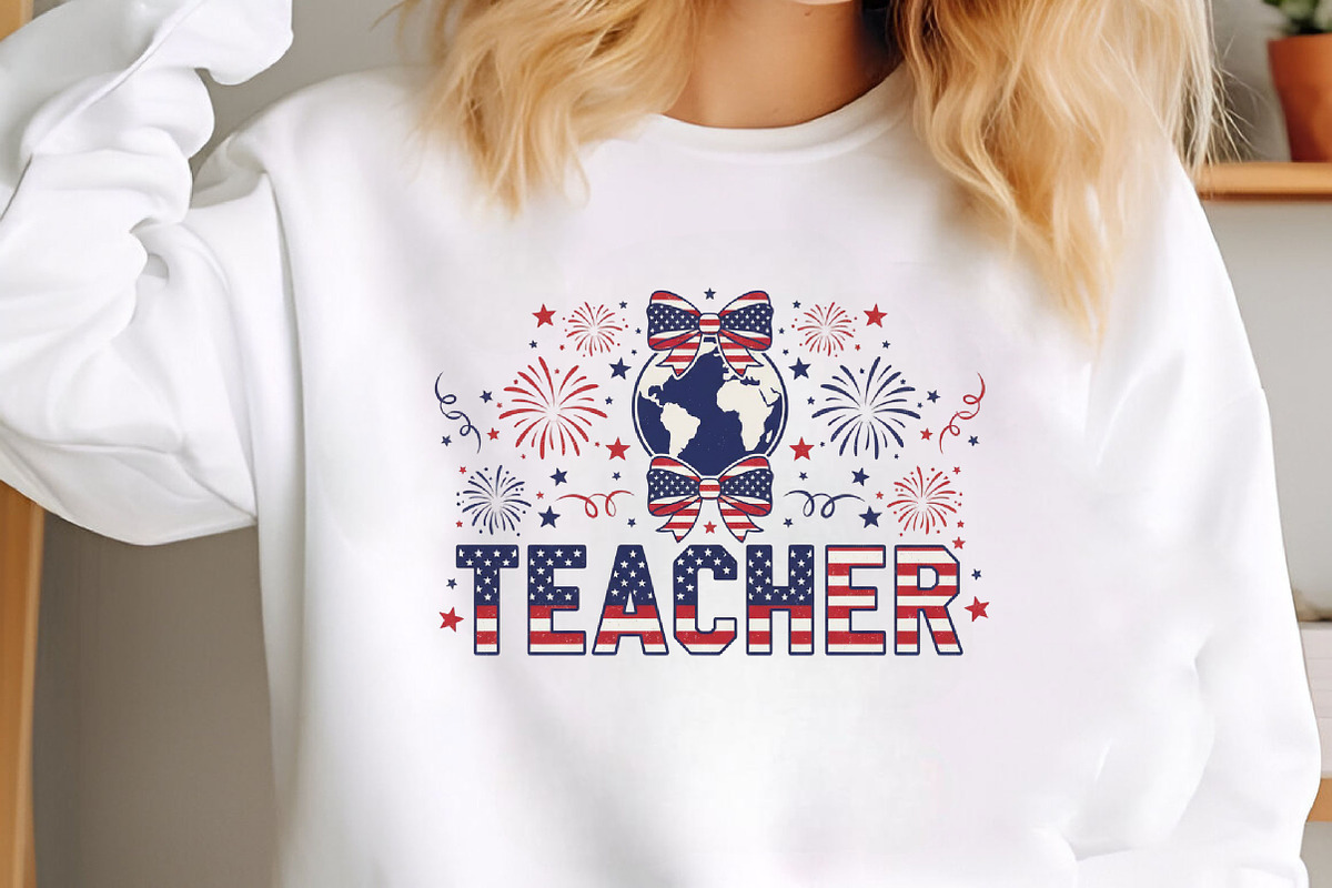 Retro Teacher 4th July Png, an Illustration by Designking (Photo 3 of 6)