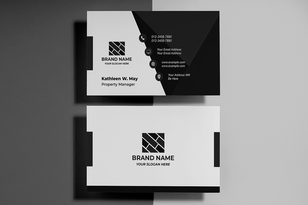 Black and White Business Card Template preview 2