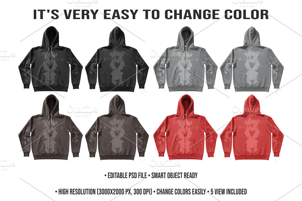 Washed Hoodie Mockup Editable PSD, a Hoody Mockup by std.badboy (Photo 2 of 4)