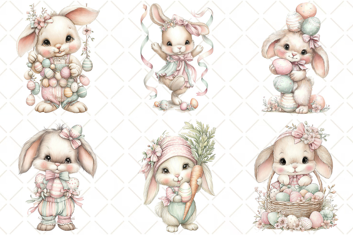 Watercolor Easter Bunny Clipart, an Illustration by Black Bird Studio (Photo 3 of 5)