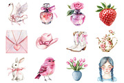 Watercolor Pink Coquette Aesthetics, a Seasonal Illustration by CitraGraphics (Thumbnail 3 of 6)