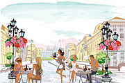 Series of streets with people, a Food Illustration by Laifalight (Thumbnail 3 of 5)