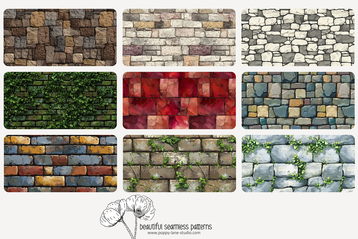 80 stone wall seamless pattern, a Pattern Graphic by Poppy Lane Studio (Photo 6 of 11)