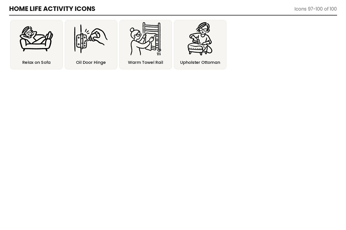 Home Life Activity Icons -Hand Drawn, an Outline Icon by Symbolic Language (Photo 6 of 7)