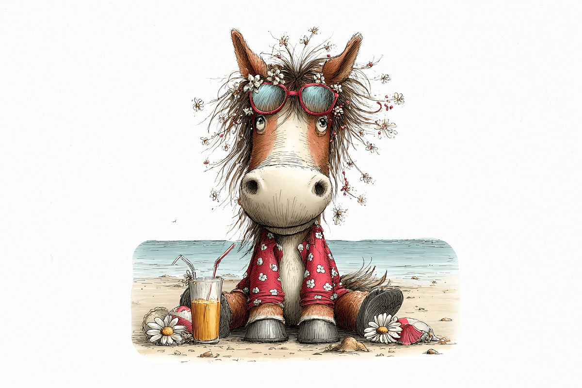 Beach Animals Watercolor Clipart Set, an Animal Illustration by Nicolle's Colorful Art (Photo 2 of 10)