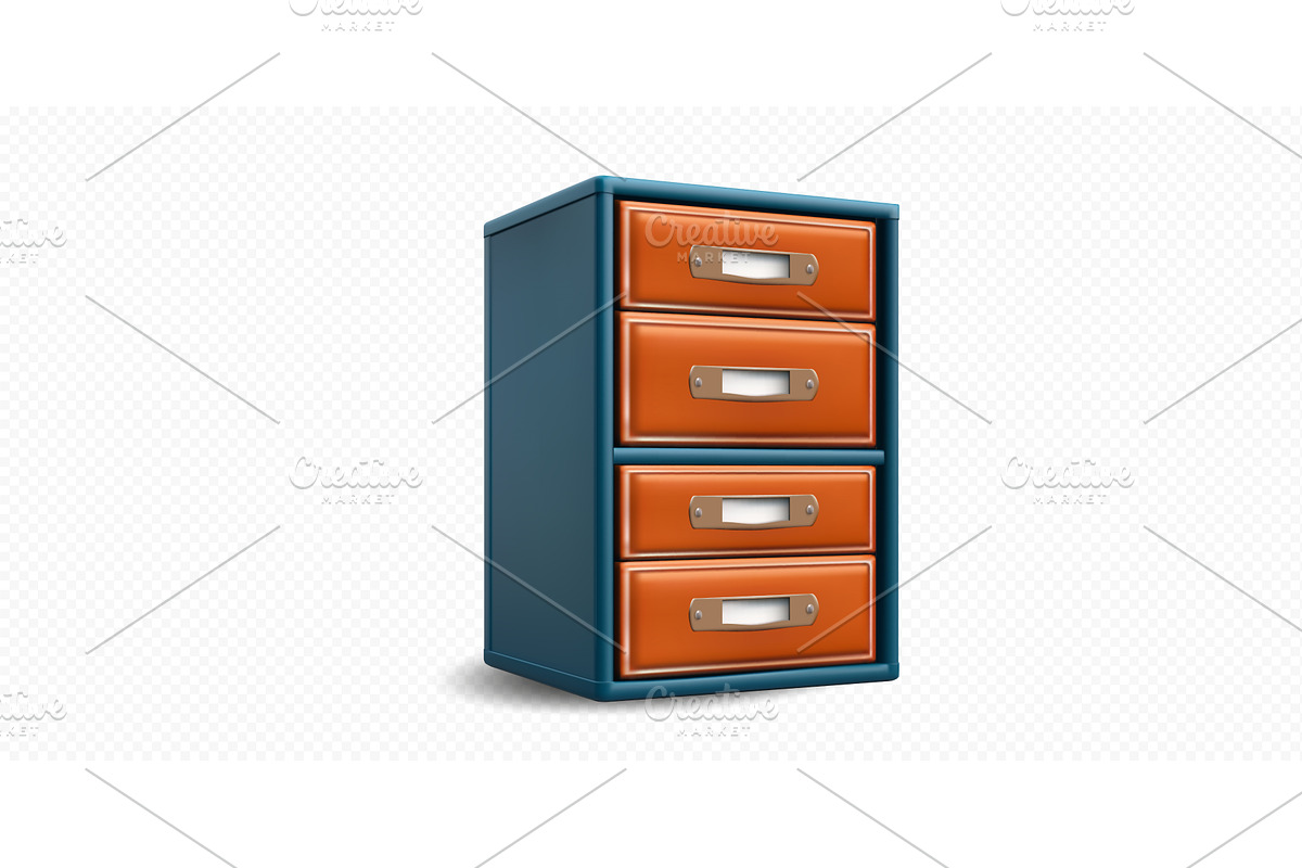 Colorful four-drawer cabinet with, an Object Illustration by ZinetroN