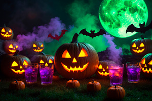 Illuminated Pumpkins and a Glowing G, an Arts & Entertainment Photo by Perpis