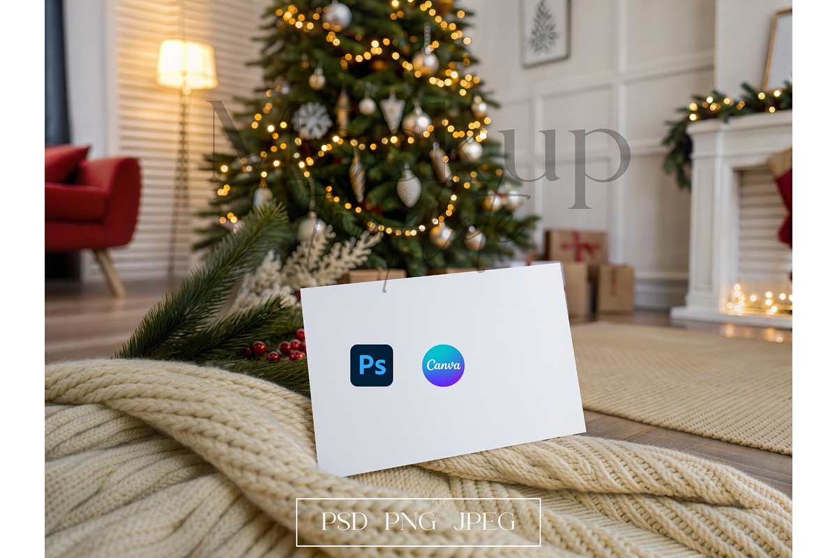 Festive Greeting Card Mockup in Room, a Product Mockup by MockupWizard (Photo 1 of 5)