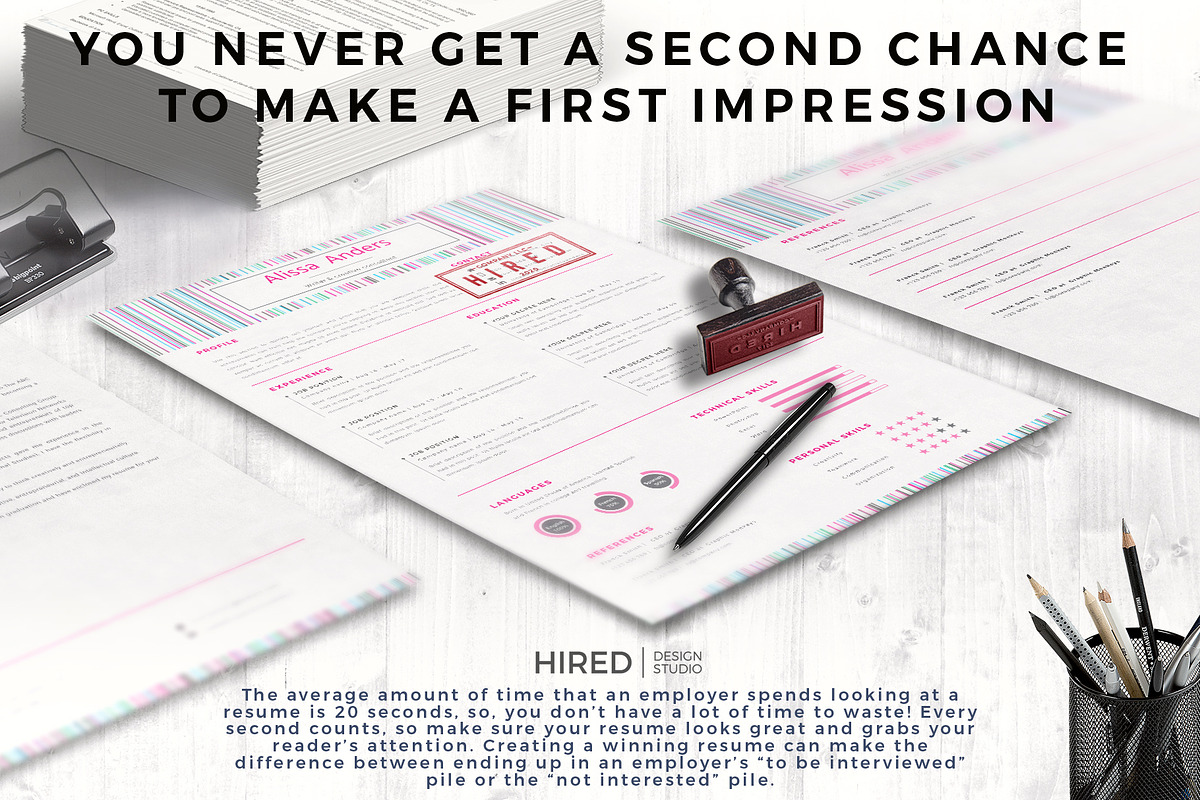 1 Page Resume Template, CV for Word, a Resume Template by HIRED Design Studio (Photo 10 of 10)
