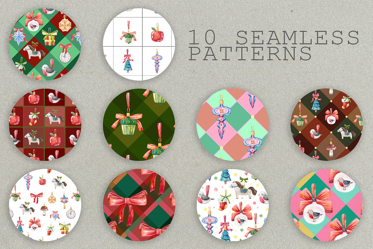 Vintage Watercolor Christmas Clipart, an Object Graphic by the_myro (Photo 3 of 10)